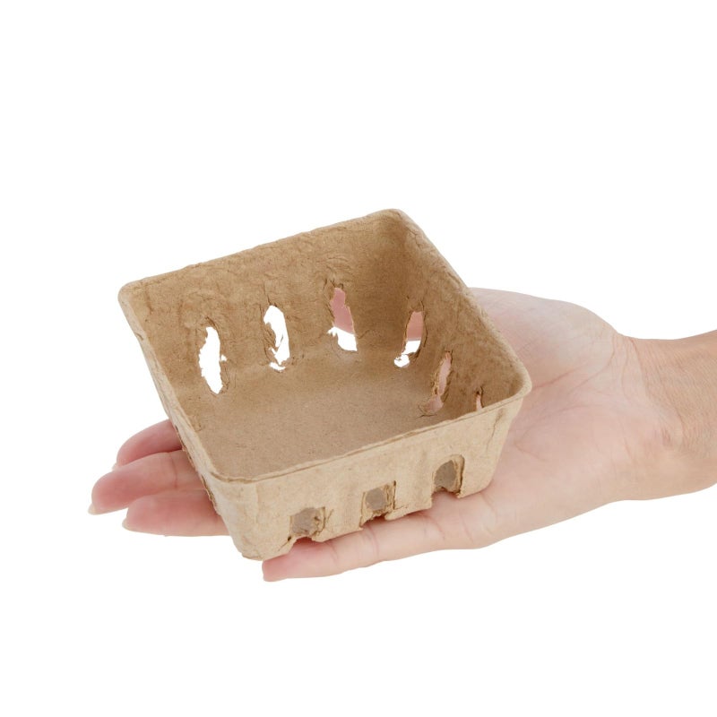 Juvale Pulp Fiber Berry Baskets - 4 x 4 x 1.81 in Brown Molded Pulp - Ventilated Design for Farmers Market Produce - Cardboard Fruit Containers & 60 Mini Berry Cartons - Image 5