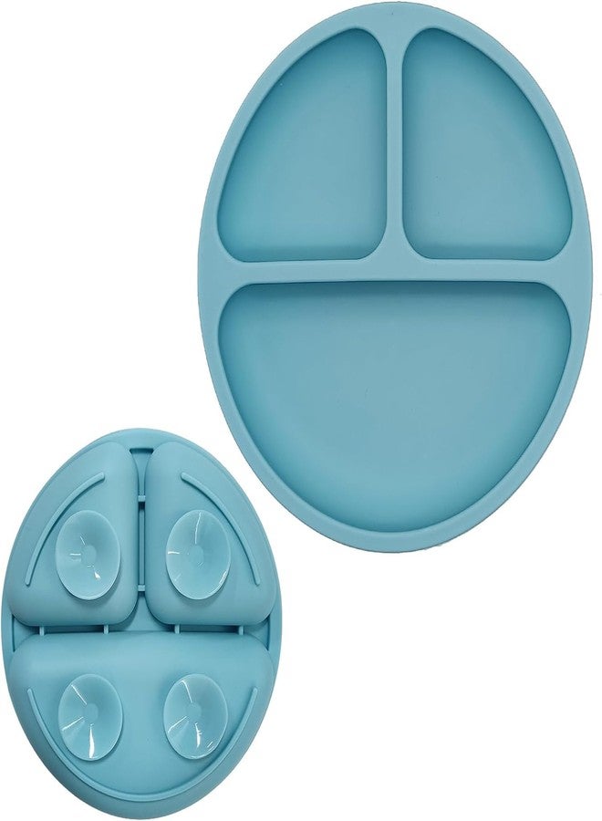 BeFunky Baby Suction Plates Divided Unbreakable Silicone Baby Weaning Plates for Toddler Kids Children - Non-Slip - Dishwasher and Microwave Safe (Blue) - Image 1