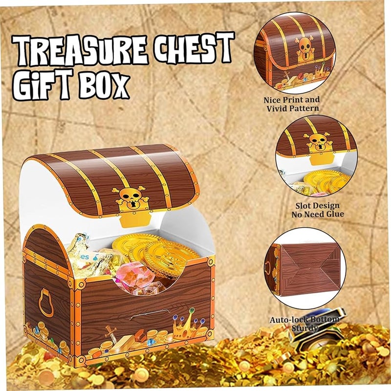 Cardboard Pirate Treasure Chest Candy Box with Slot for Halloween Party Favors - Image 5