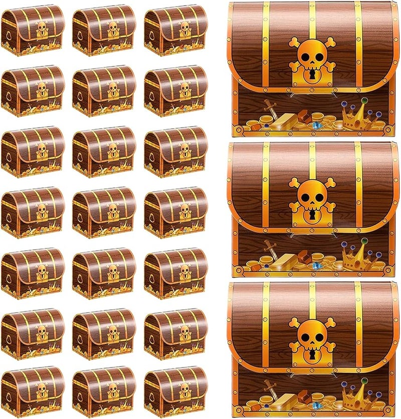 Cardboard Pirate Treasure Chest Candy Box with Slot for Halloween Party Favors - Image 1