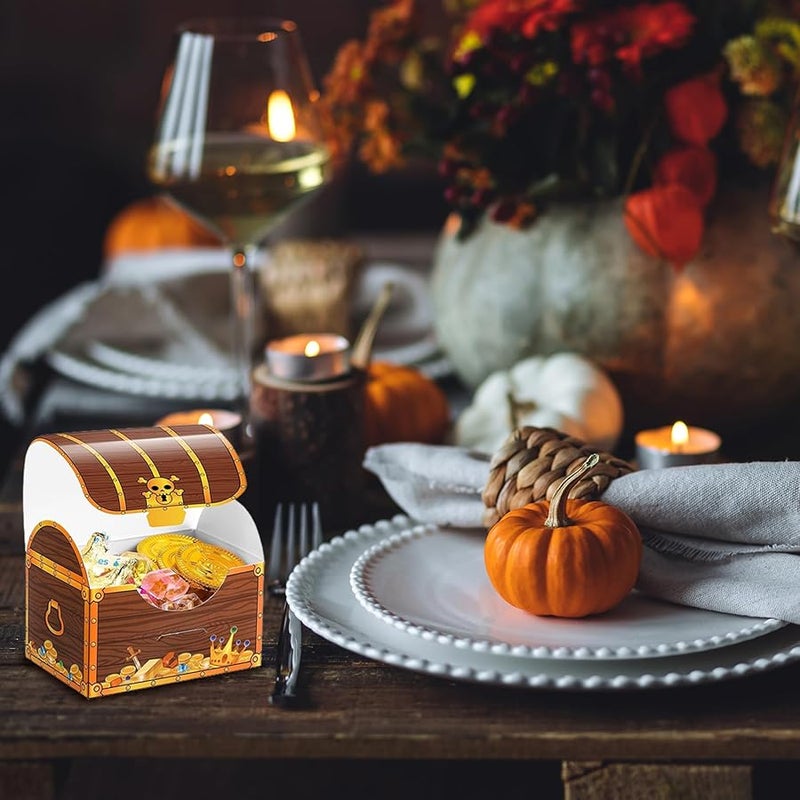 Cardboard Pirate Treasure Chest Candy Box with Slot for Halloween Party Favors - Image 3