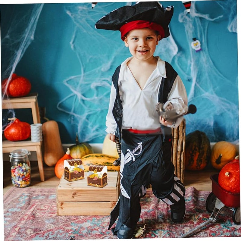 Cardboard Pirate Treasure Chest Candy Box with Slot for Halloween Party Favors - Image 4