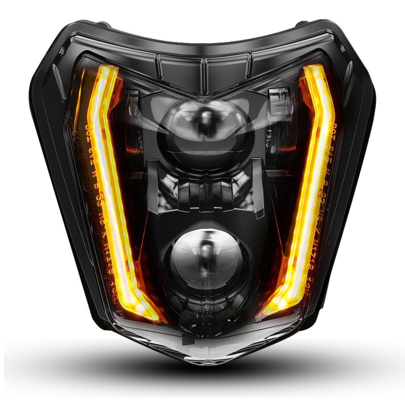 BICYACO DOT LED Dirt Bike Headlight with DRL Turn Signal 66W 3000LM High Low Beam Motorcycle Headlamp Compatible with EXC XCW SXF XC 125 250 300 350 450 500 530 SMC R 690 Supermoto Enduro Pit Bike - Image 2