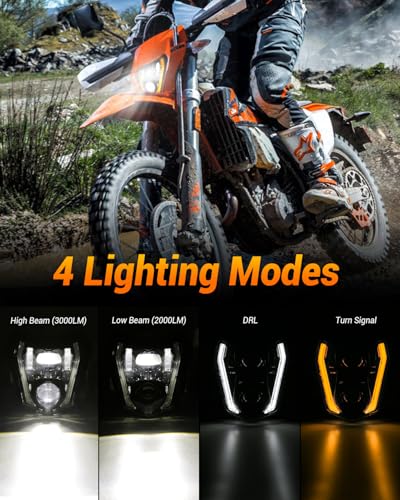 BICYACO DOT LED Dirt Bike Headlight with DRL Turn Signal 66W 3000LM High Low Beam Motorcycle Headlamp Compatible with EXC XCW SXF XC 125 250 300 350 450 500 530 SMC R 690 Supermoto Enduro Pit Bike - Image 3