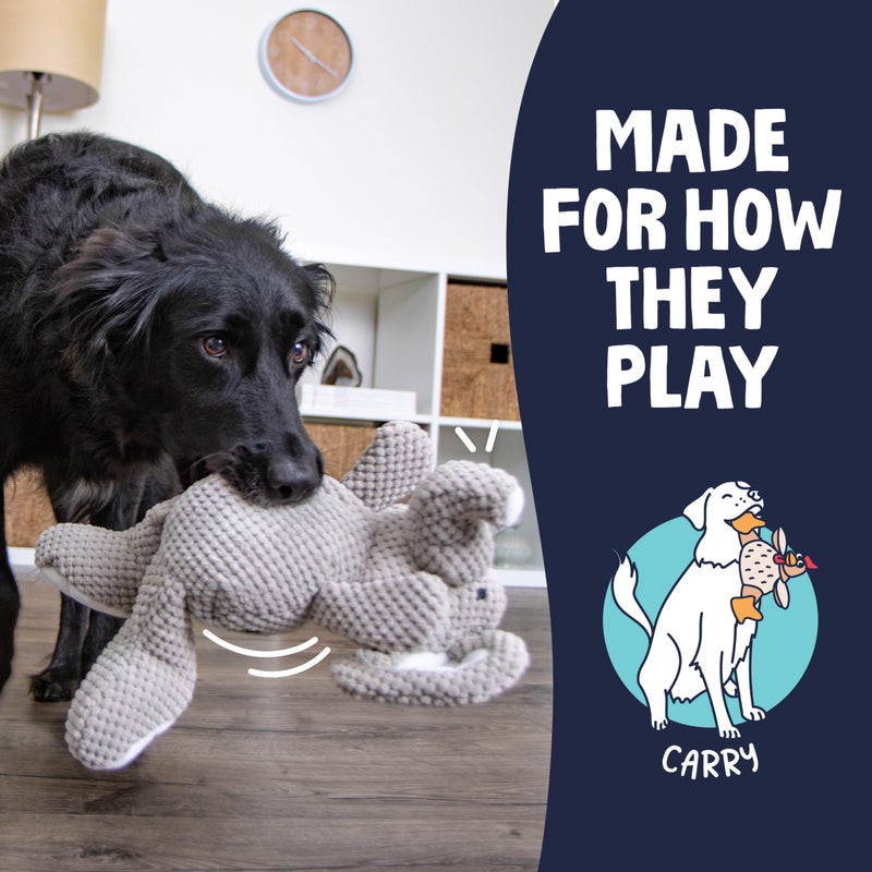 goDog Checkers Elephant Tough Plush Toy with Chew Guard Technology, Durable Checkered Fabric & Squeaker for Active Play, Gray, Large - Image 5