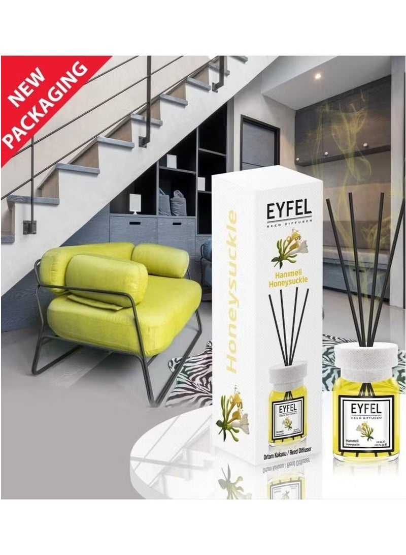 EYFEL Honeysuckle Reed Diffuser Set – 120ML Premium Long-Lasting Home Fragrance with Elegant Diffuser Sticks for Bathrooms, Living Spaces, Offices, Shops & Showrooms  - Image 2
