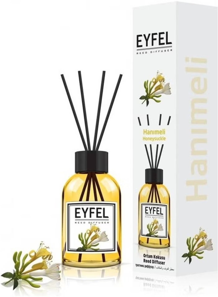 EYFEL Honeysuckle Reed Diffuser Set – 120ML Premium Long-Lasting Home Fragrance with Elegant Diffuser Sticks for Bathrooms, Living Spaces, Offices, Shops & Showrooms  - Image 1