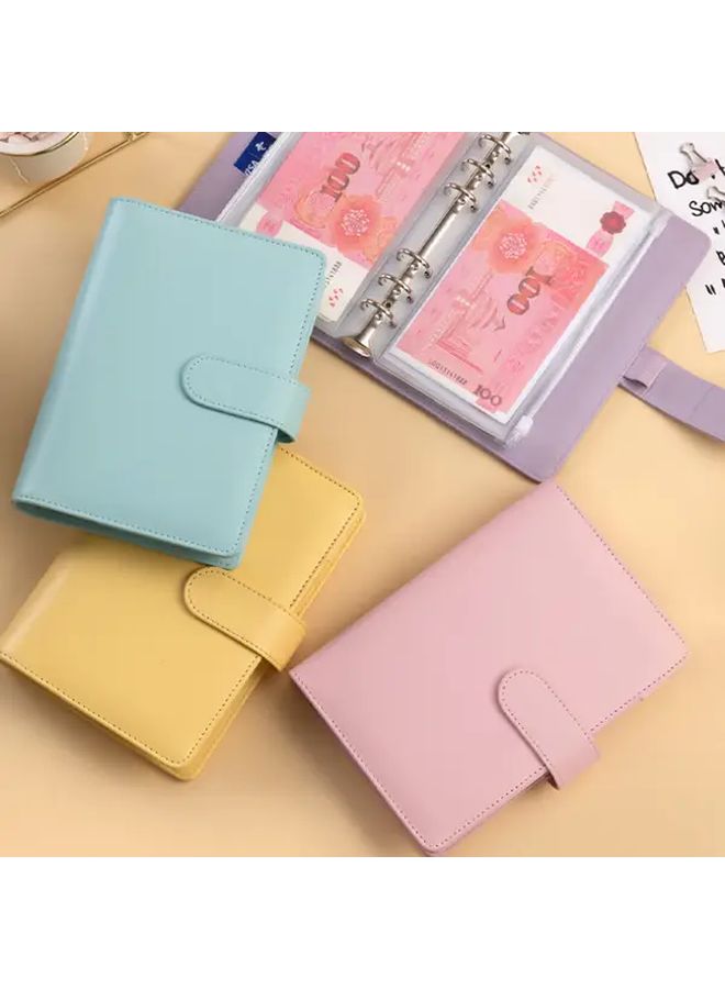 Black A6 Budget Binder Planner with 12 Cash Envelopes and 12 Zipper Bags PU Leather Notebook - Image 2