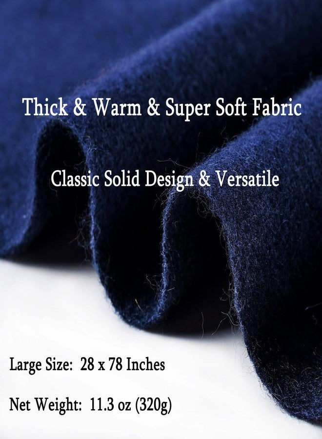 وشاح صوف فيميت للنساء، أوشحة وشالات صوفية سميكة ودافئة وكبيرة الحجم باللون الأزرق الداكن من الباشمينا مناسبة لفساتين الزفاف والسهرات (أزرق داكن) - Image 3