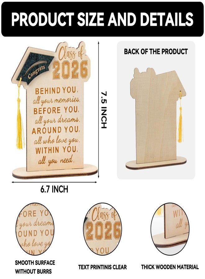 Mzmaxy Graduation Decorations, Graduation Gifts for Class of 2026, Graduation Quote Wood Sign Desk Decor, Positive Behind You All Your Memories Wood Plaque with Stand Desk Decoration Grad Gift - Image 2