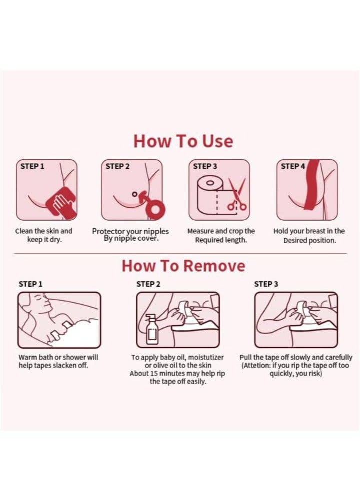 timo Body Lifting Tape Bar Cover 5cm*5m and 10-Piece Disposable Round Cover Push up Adhesive Bra - Image 2