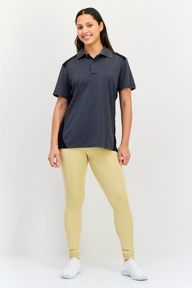 Reebok Women Sportswear Fit Short Sleeve Training Polo Shirt, Dark Grey - Image 3