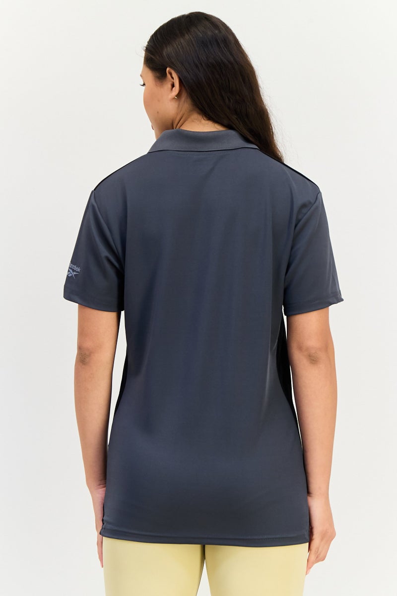 Reebok Women Sportswear Fit Short Sleeve Training Polo Shirt, Dark Grey - Image 2