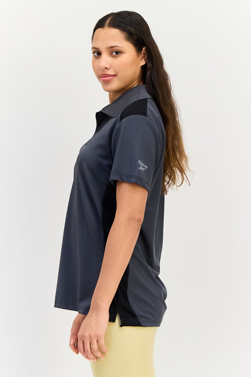 Reebok Women Sportswear Fit Short Sleeve Training Polo Shirt, Dark Grey - Image 4