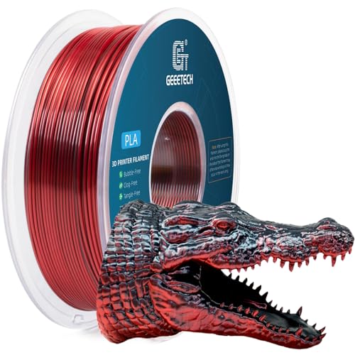Geeetech Silk PLA Filament 1.75mm Silk Dual Color Filament, Coextrusion Dichromatic Metal-Like Shiny Consumable 1kg (2.2lbs) 1 Spool, Dimensional Accuracy +/- 0.02 mm, Black Red - Image 1