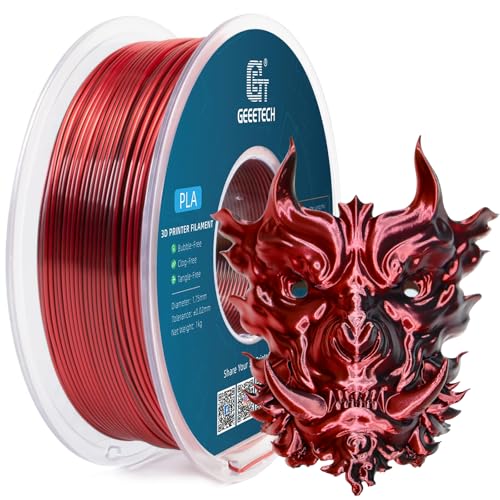 Geeetech Silk PLA Filament 1.75mm Silk Dual Color Filament, Coextrusion Dichromatic Metal-Like Shiny Consumable 1kg (2.2lbs) 1 Spool, Dimensional Accuracy +/- 0.02 mm, Black Red - Image 2