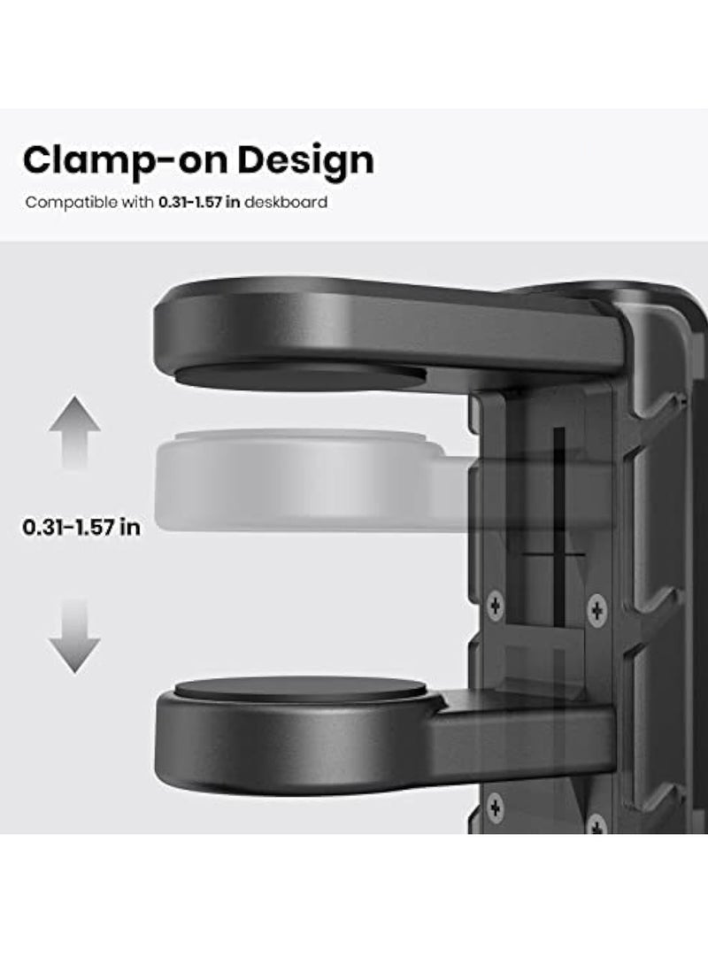3-in-1 PC Gaming Headset&Controller Holder - EURPMASK Headphone Stand w/Adjustable Clamp&2 Controller Holder&Rotating Arm&Cable Organizer, Universal PC Gaming Accessory Controller Headset Stand-Black - Image 4