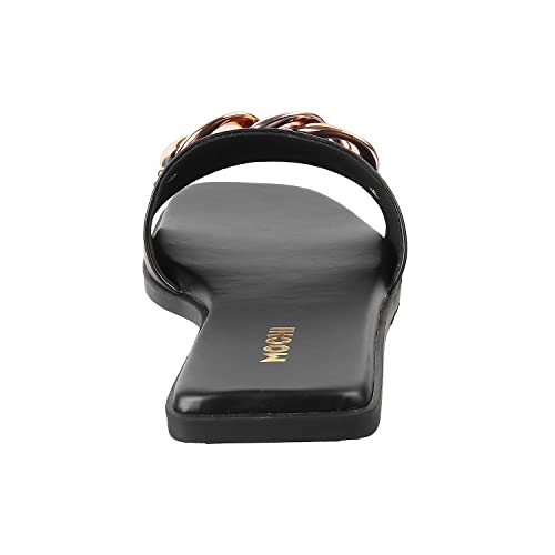 Mochi Women's Luxe Black Slide Sandals with Gold Chain Accent UK/3 EU/36 (41-4157) - Image 4