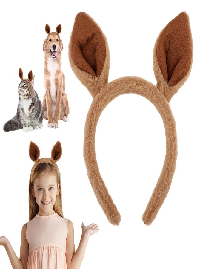 Sibba Kangaroo Headband Cute Hat Ears Headbands Animal Caps Makeup Hairband Costumes Hair Accessorie Fit Women, Party, Washing Face, Spa, Gifts, Cosplay (Brown) - Image 1