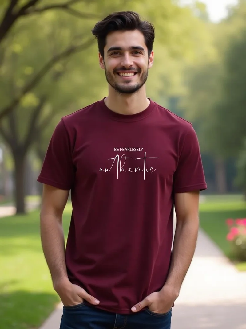 NOBERO  Men's Maroon Cotton Regular Fit T-Shirt for Men | Best Price UAE