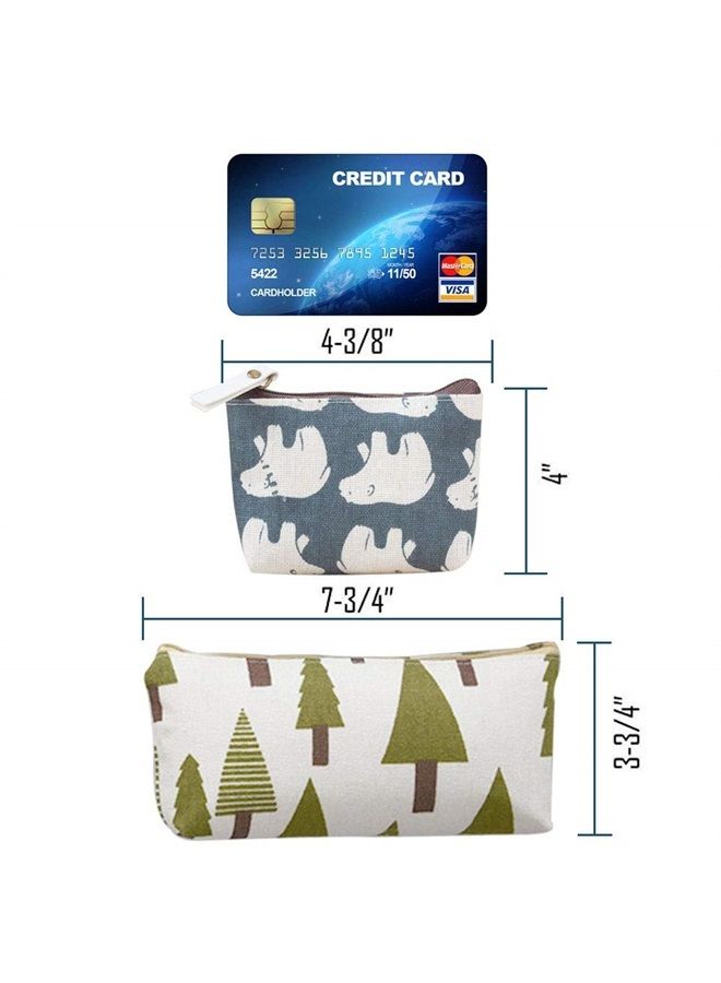 Koogel 10 Packs Canvas Zipper Pencil Bags, 5 Style Pencil Case Pouch Bag Small Cosmetic Makeup Bags Coin Purse Multifunctional Cosmetic Makeup Bag Small Pouches for Purse - Image 2