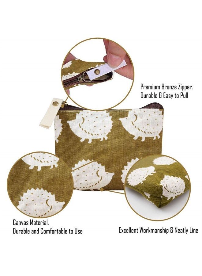 Koogel 10 Packs Canvas Zipper Pencil Bags, 5 Style Pencil Case Pouch Bag Small Cosmetic Makeup Bags Coin Purse Multifunctional Cosmetic Makeup Bag Small Pouches for Purse - Image 3