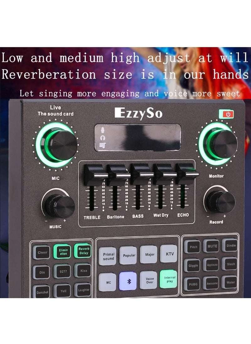 EzzySo - Sound Mixer Board For Live Streaming Voice Changer Card With Multiple Effects Audio Sound Card - Image 1