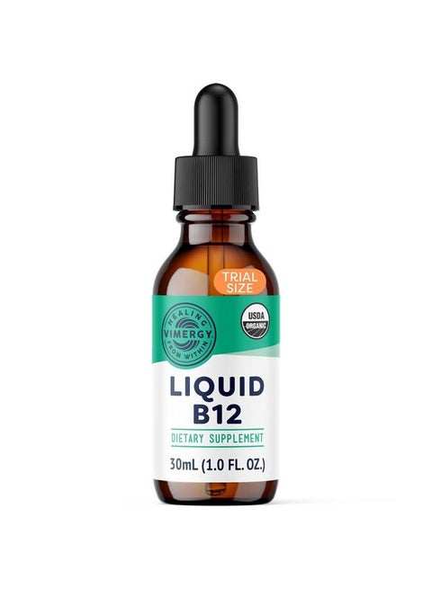 Liquid B12 – Fast-Absorbing Brain Support – Energy Support Supplement – USDA Certified Organic, Vegan, Non-GMO – 30 Servings (30 mL)