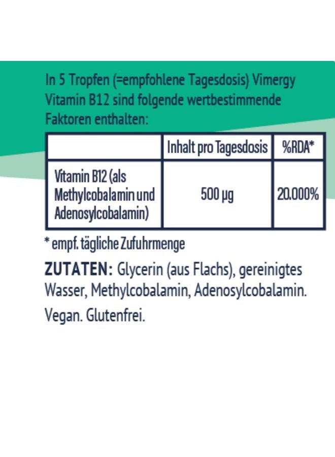 Liquid B12 – Fast-Absorbing Brain Support – Energy Support Supplement – USDA Certified Organic, Vegan, Non-GMO – 30 Servings (30 mL)