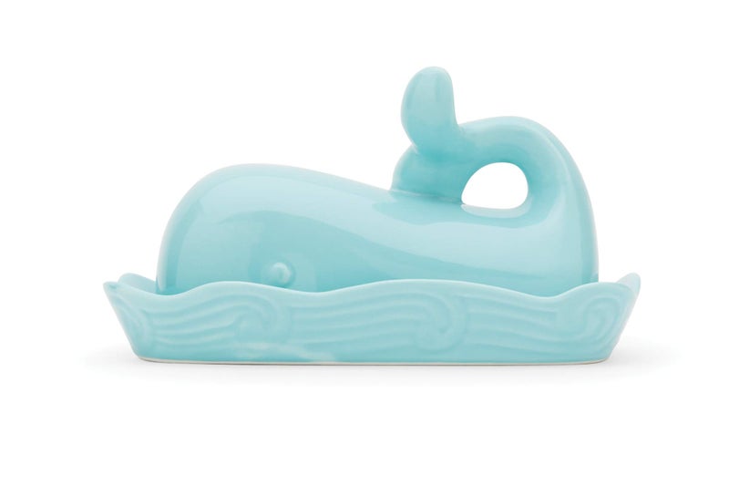 Fox Run Whale Ceramic Butter Dish with Lid 7 Aqua Blue
