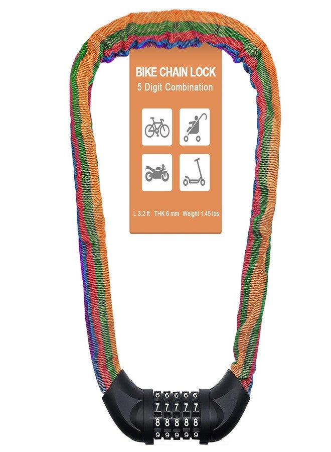 NDakter Bike Lock, 5 Digit Combination Heavy Duty Anti Theft Bicycle Chain Lock, 2.62/3.2/4.27/5/6Ft Long, High Security Resettable, Suitable for Bike, Scooter, Door, Gate, Fence-4/6mm Thick - Image 1