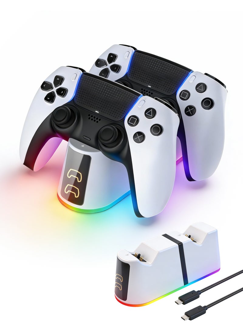 أنيوي شاحن جهاز تحكم PS5 سريع وفعال بمحطة شحن متوافقة مع PlayStation 5 Edge و Dual Controller مع مصباح LED وكابل Type-C للاستخدام اليومي والهدايا - Image 1