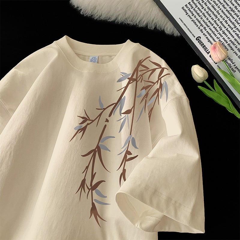 Pure Cotton T-Shirt Men'S Design Sense Niche National Fashion Printing National Style Men'S New Chinese Clothes Ovesize Loose Short Sleeve - Image 1