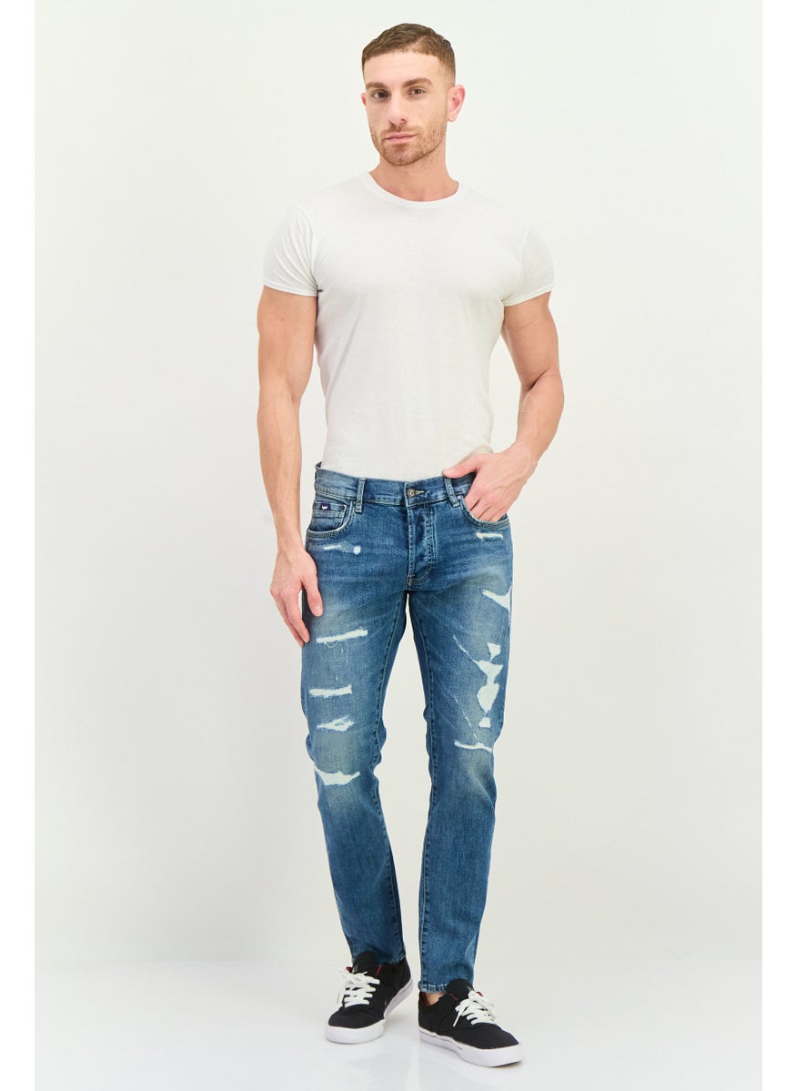 GAS - Men Slim Fit Washed Stretchable Denim Jeans, Blue - Image 1