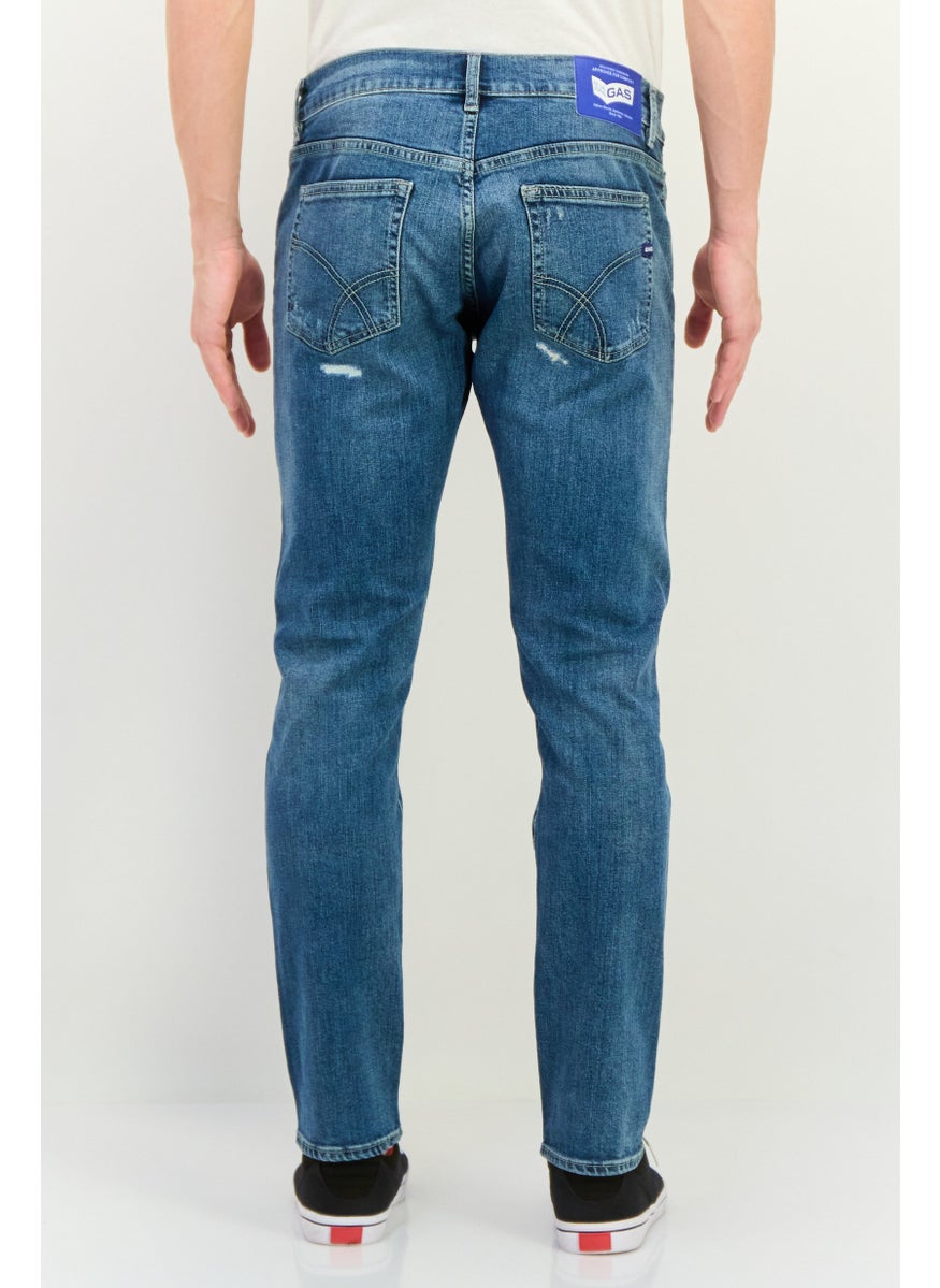GAS - Men Slim Fit Washed Stretchable Denim Jeans, Blue - Image 1