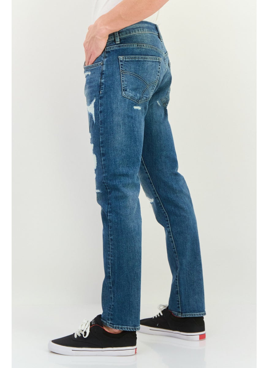 GAS - Men Slim Fit Washed Stretchable Denim Jeans, Blue - Image 1