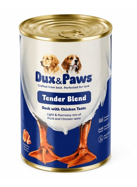 Wet Dog Food, Dux & Paws Tender Blend Premium Natural Duck Meat Pâté with Chicken Flavor, Complete & Balanced Nutrition, Soft Pâté Texture, 400g