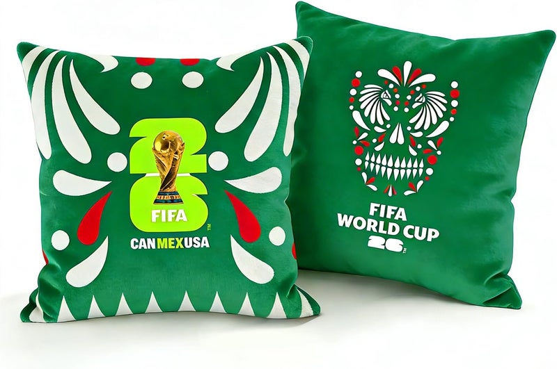 MESUCA FIFA World Cup Plush Cushion Pillow, 15.7x15.7 Inch, Soccer Room Decor (FIFA-M.E.X) - Image 1