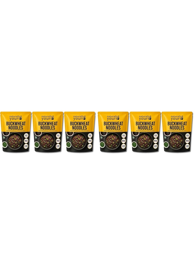 Naturally Yours Buckwheat Soba Hakka Noodles | Kuttu Atta & Whole Wheat | No Maida, No Onion No Garlic, Jain Friendly, Vegan, Preservative Free | Tastemaker Inside | Healthy Noodles | 180g Pack of 6 - Image 1