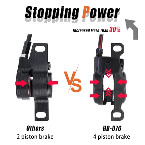 BUCKLOS Zoom Mountain Bike MTB 4 Piston Hydraulic Disc Brakes Set Left Front 850mm Right Rear 1550mm Hydraulic Brake Aluminum Alloy Lever with Caliper isPM Adapter Fit EBikeFat BikePreBled - Image 3