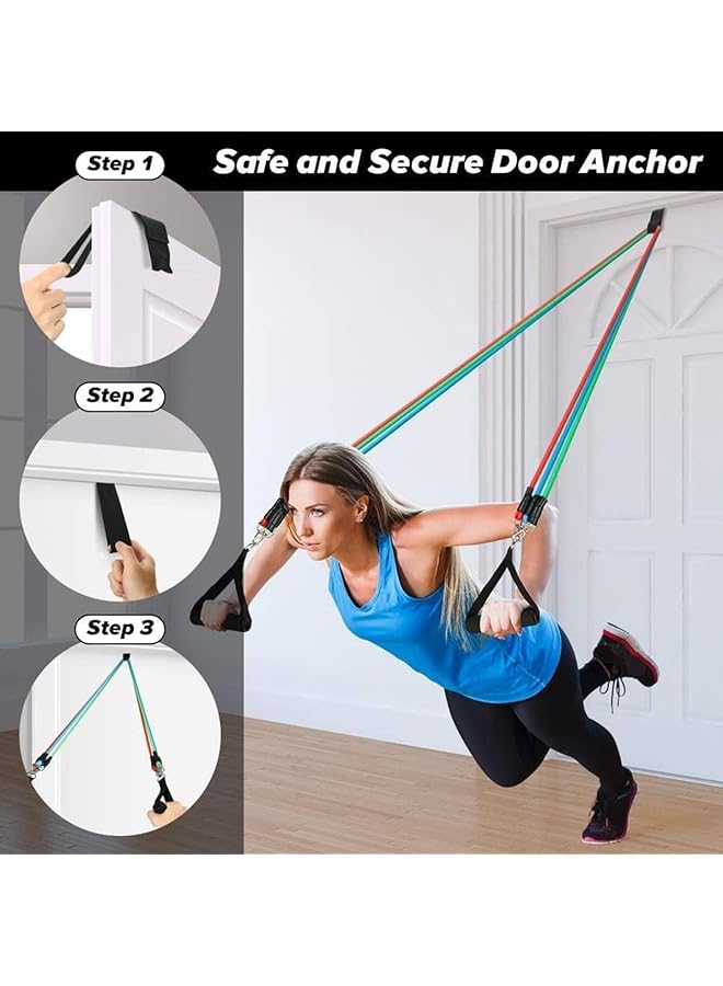 ECVV 14 Piece Resistance Bands Set with Handles Door Anchor Ankle Straps Training Manual & Carrying Bag Ideal for Home Fitness Yoga Pilates Stretching & Strength Training for Men & Women - Image 2