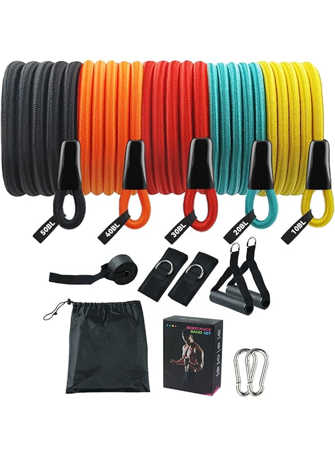 ECVV 14 Piece Resistance Bands Set with Handles Door Anchor Ankle Straps Training Manual & Carrying Bag Ideal for Home Fitness Yoga Pilates Stretching & Strength Training for Men & Women - Image 1