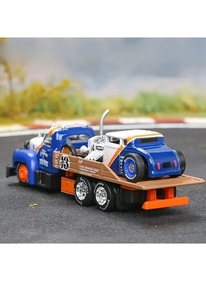 Maisto 1 64 1953 Mack B 61 Flat Transport Vehicle Set With 1929 Model A Metal Alloy Car - Image 4