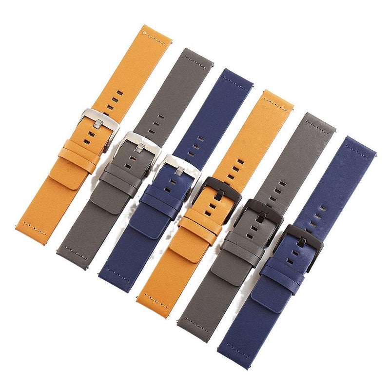 Adjustable Leather Classic Strap Smartwatch Band Compatible with Samsung Galaxy Watch with Fit Replacement Strap in Blue for Daily Wear - Image 5