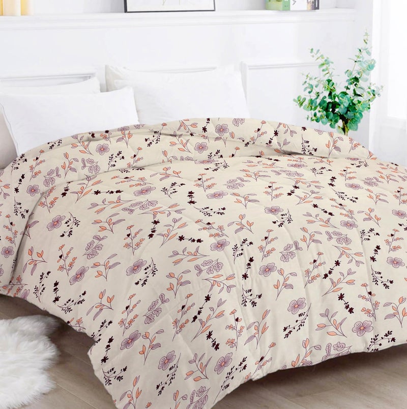 VAS COLLECTIONS 220 GSM Microfiber Reversible AC Comforter |Quit | Blanket | Duvets for King Size Double Bed 180Tc (230X250 cm, Off White and Purple) - Image 2