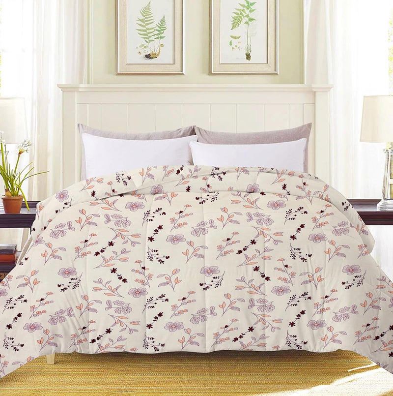 VAS COLLECTIONS 220 GSM Microfiber Reversible AC Comforter |Quit | Blanket | Duvets for King Size Double Bed 180Tc (230X250 cm, Off White and Purple) - Image 4