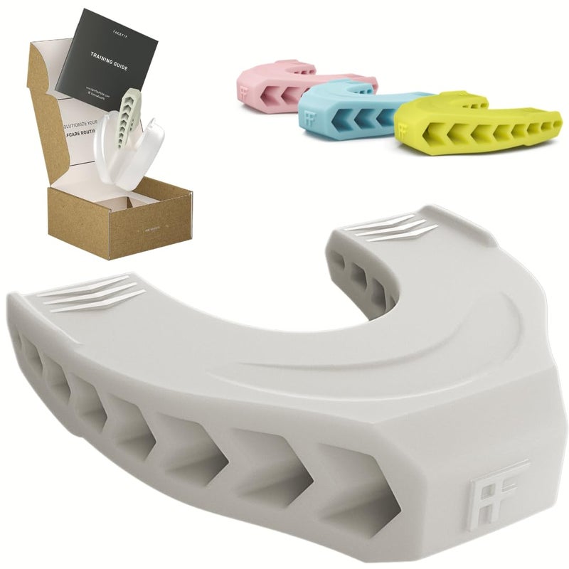Facefit Jaw Exerciser for Men Women Jawline Shaper Jaw Trainer Alternative for Stronger Jaw Jawline Exerciser to Sculpt Face Reduce Double Chin FoodGrade Silicone Cool Grey