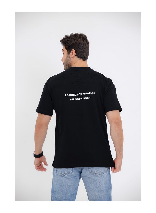 WHITE RABBIT "JILSAHDFR" Printed black T-Shirt - Image 2