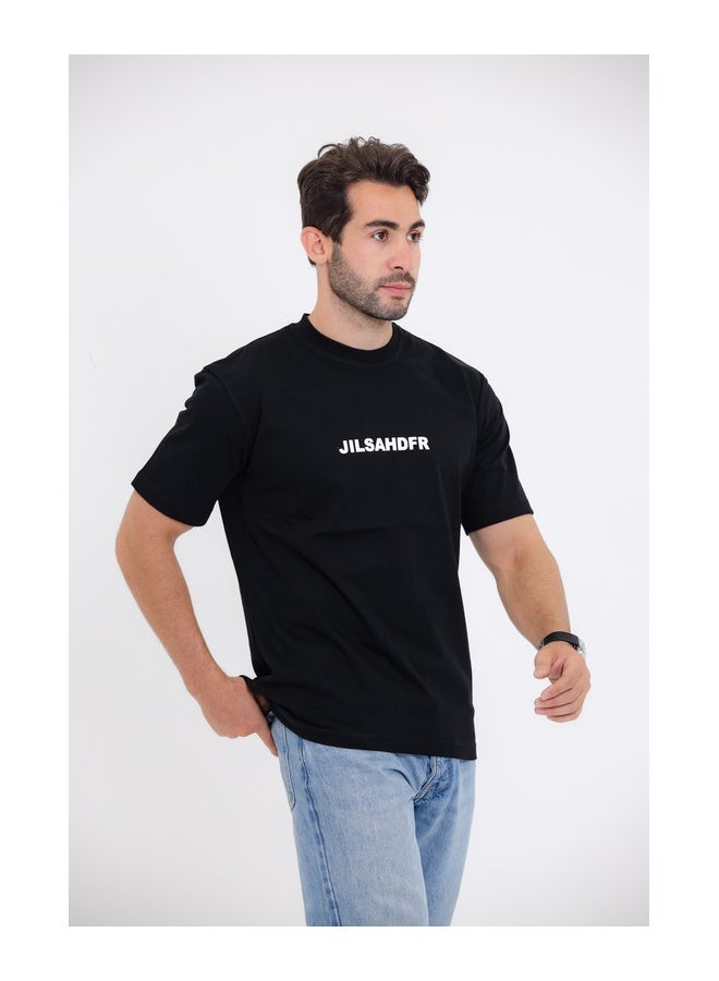 WHITE RABBIT "JILSAHDFR" Printed black T-Shirt - Image 3
