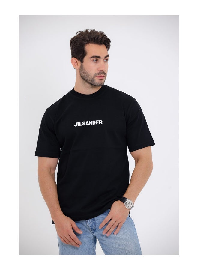 WHITE RABBIT "JILSAHDFR" Printed black T-Shirt - Image 1